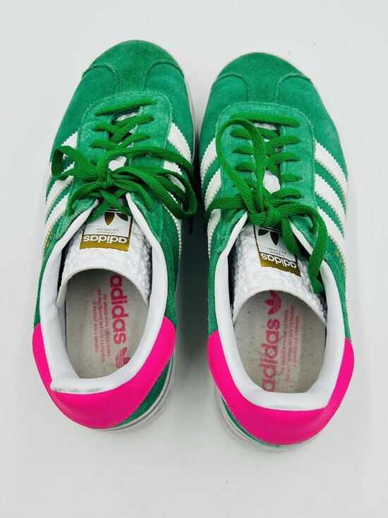 adidas Gazelle Bold Green / Lucid Pink Suede Platform Sneakers Womens Size 8 US - Picture 8 of 9